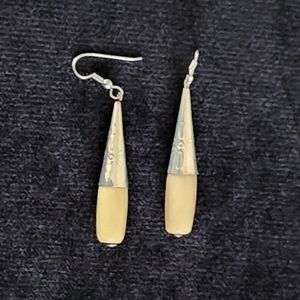 Vintage Bone and Silver Earrings